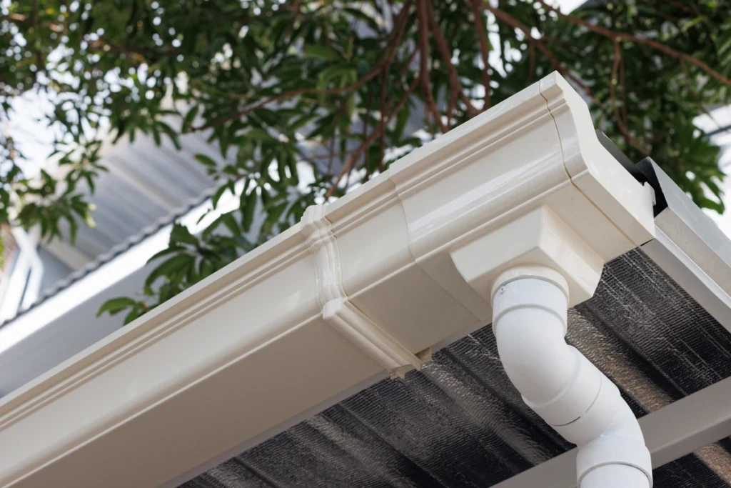 close up to house gutters