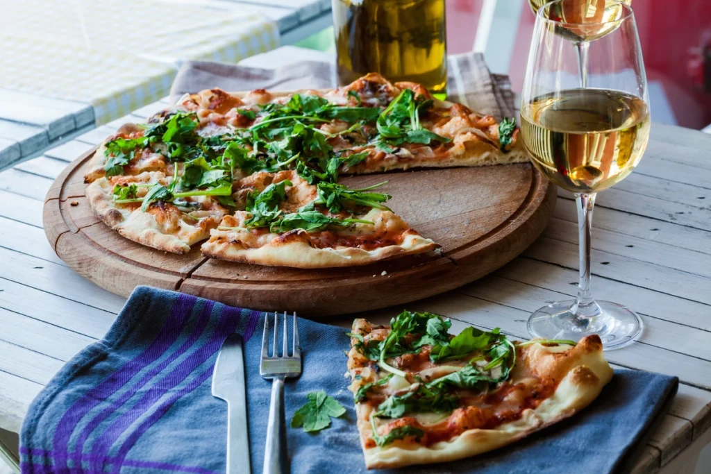 pizza and wine