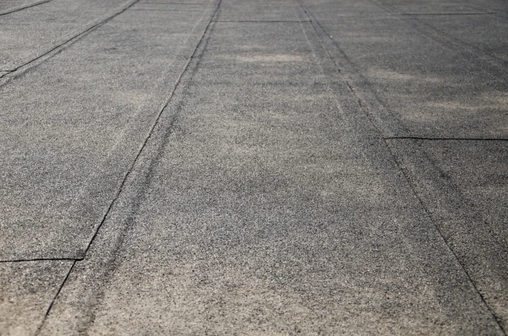 close up of flat roofing material