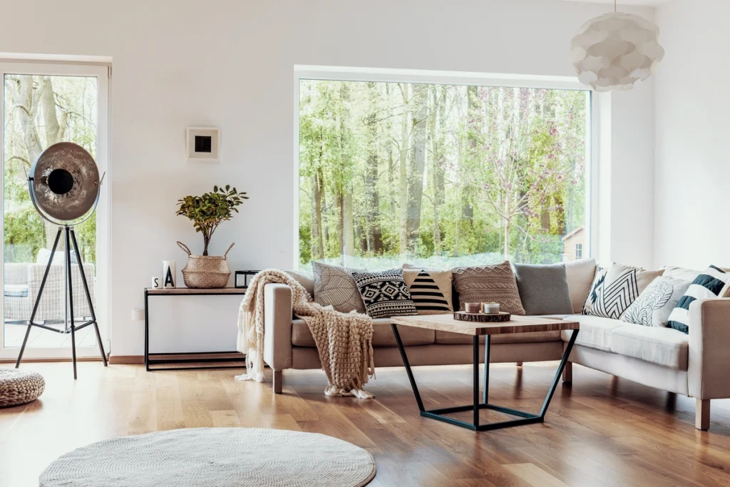 large window boho house